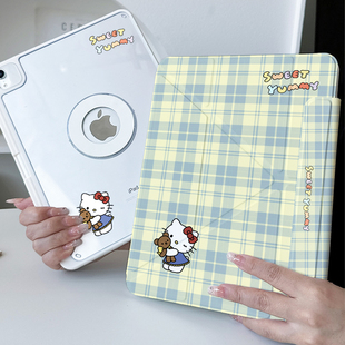 猫咪格纹2025适用小米平板pro11代6透明ipadair7保护套11.5s防弯matepad12.2女生壳mini Y折磁吸x可拆分