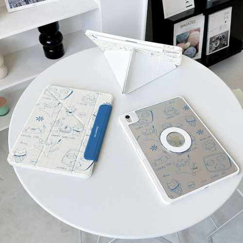 【3+Y折磁吸拆分】猫咪适用ipadair8保护套7第11代oppo5线条vivo4带笔槽pro13.2华为matepad11.5s壳小米平板8