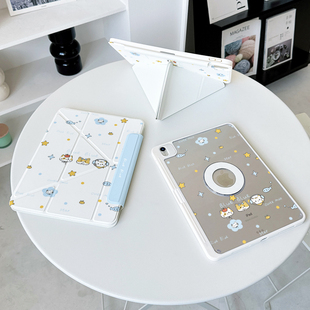 猫咪ipadair7保护套pro11适用华为matepad11.5s透明小米平板8简约oppo4vivo5iqoo2带笔槽壳 Y折磁吸拆分