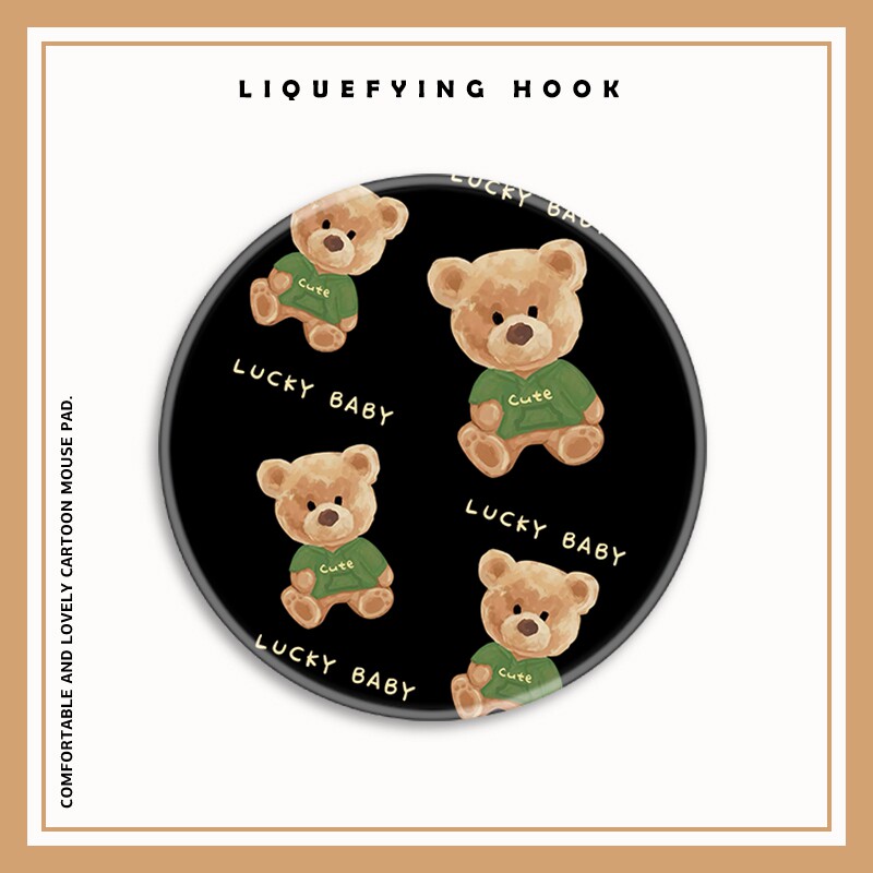 鼠标垫小号卡通熊锁边可爱圆形防水耐脏日系方形加厚电脑游戏垫