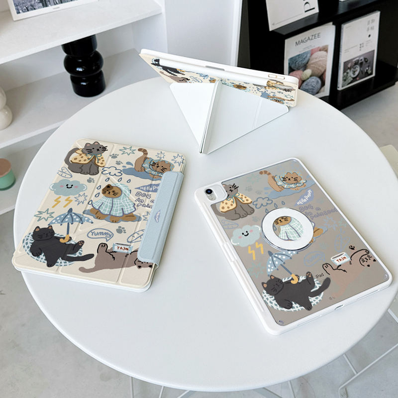 【3+y折磁吸拆分】第11代猫咪ipadair7保护套适用华为matepadair12透明pro带笔槽vivo13壳iqoo2复古小米平板6