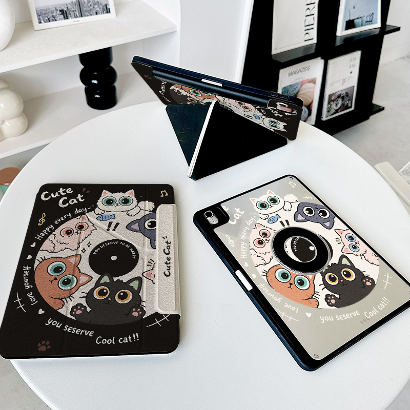 【3+y折x圆环磁吸】猫咪ipadair7保护套适用华为平板matepad11.5s透明12.2小米6防摔13.2壳13带笔槽pro11拆分