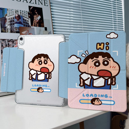 【3+Y折搭扣x带笔槽】蓝色小新适用华为matepad11.5s小米平板7透明pro13苹果ipadair保护套2025第11代6壳12.2