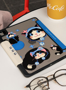 【3+Y折搭扣带笔槽】蓝色猫咪华为matepad11.5s适用ipadair7保护套小米8pro11.2休眠5第11代6壳oppo2卡通13.2