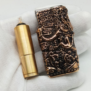 奥地利IMCO爱酷打火机重盔甲6700龙老式煤油防风个性 纯铜内胆