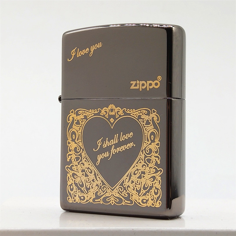 韦祥zippo 原装正品zippo芝宝打火机 2014爱你一世 桃心 黑冰正版