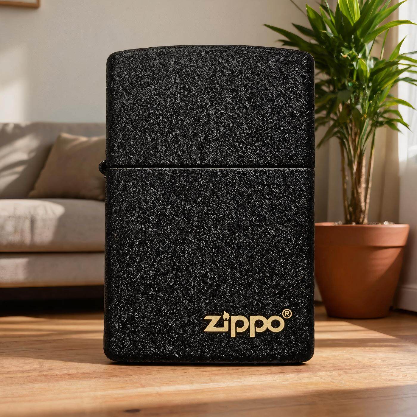 原装正品zippo之宝芝宝打火机236黑裂漆经典标志防风煤油送礼