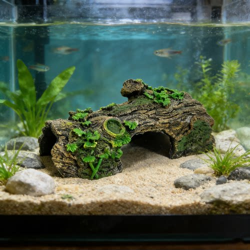 鱼虾躲避屋树洞造景树脂水族摆件