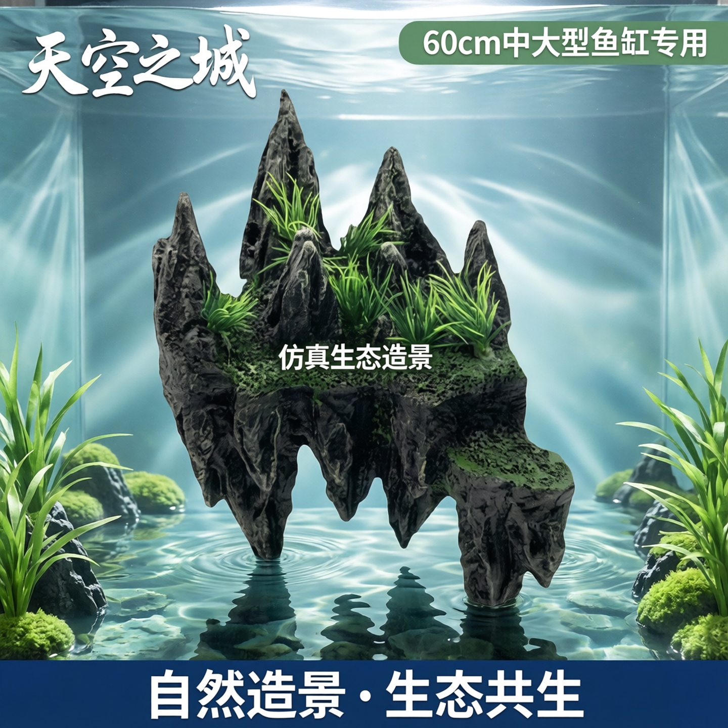 中大型鱼缸60厘米新款天空之城生态装饰石山套装
