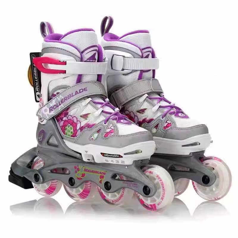 Rollerblade XC进口儿童轮滑鞋闪光轮滑鞋可调节直排溜冰鞋旱冰鞋