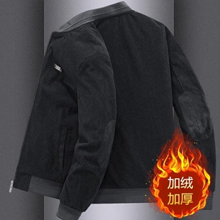 宽松上衣服男棒球领复古加绒夹克男潮 工装 外套男2024秋冬季 新款