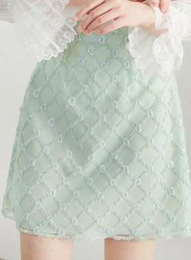 网纱半身裙女2025新款春夏高腰显瘦休闲气质绿色亮片浅色a字短裙