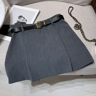 气质a字短裙子 显瘦复古高腰百褶裙时尚 西装 半身裙女2026春夏新款
