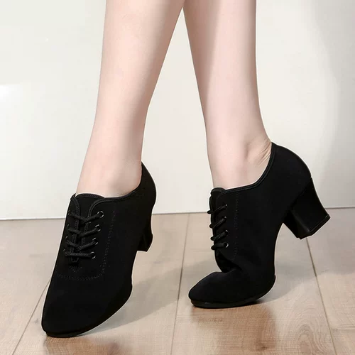 Танцевальная обувь женская ткань танцевальная обувь новая черная ткань обувь мягкая дна танце