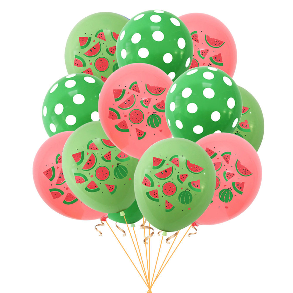 西瓜纸屑亮片气球套装夏季水果仙人掌龟背叶气球节日聚会派对装饰