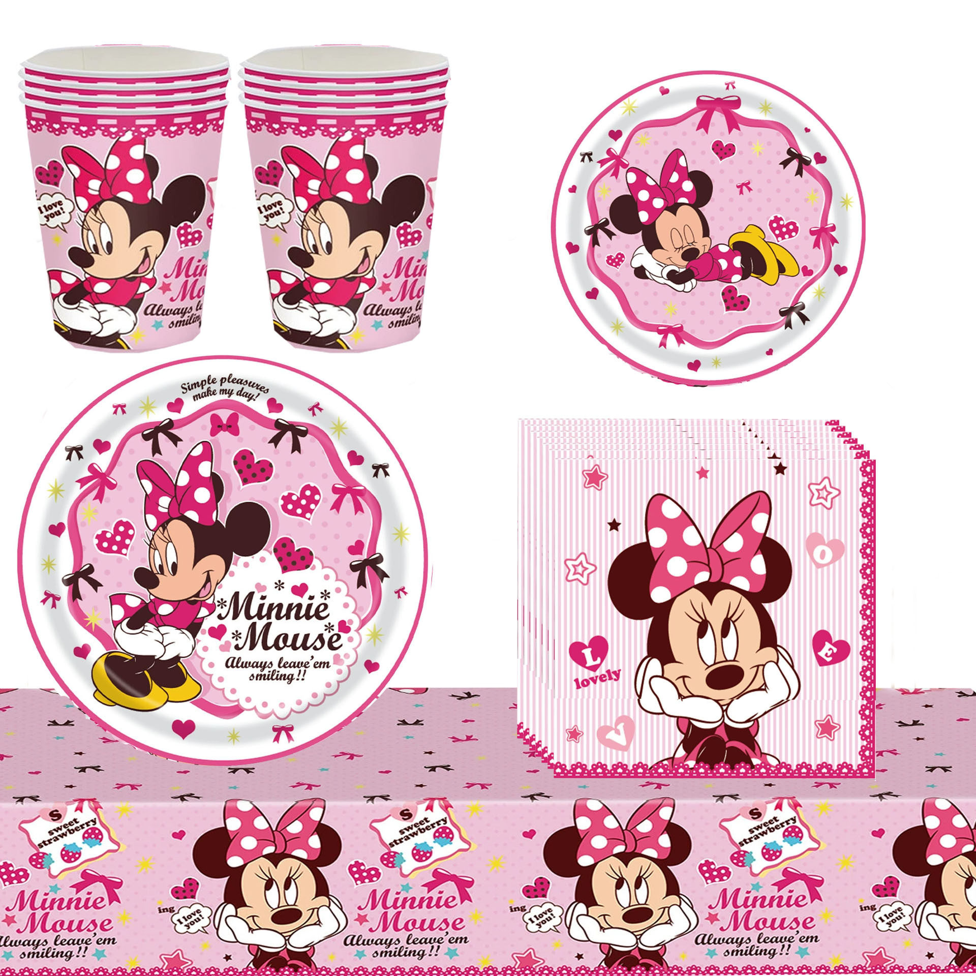 粉色米妮主题餐具生日派对聚会一次性纸盘纸杯纸巾桌布布置餐盘,节庆用品/礼品,节日装扮用品,淘宝优惠券,粉丝福利购,淘宝优惠卷