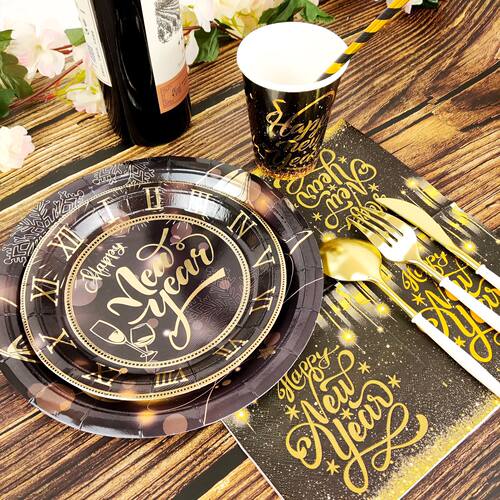 HappyNewYear主题餐具纸盘纸杯