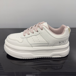 NDU恩度女鞋小白厚底透气板鞋小白鞋新款增高休闲鞋2025年鞋子