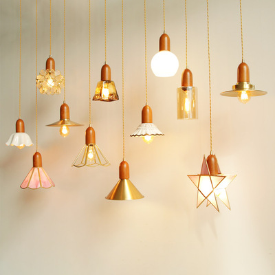 北欧日式仿古铜灯玻璃陶瓷