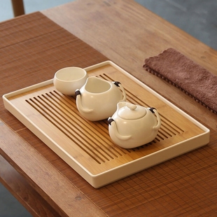 茶台迷你茶海储水竹小托盘 茶盘竹制家用简约功夫茶具密胺干泡日式