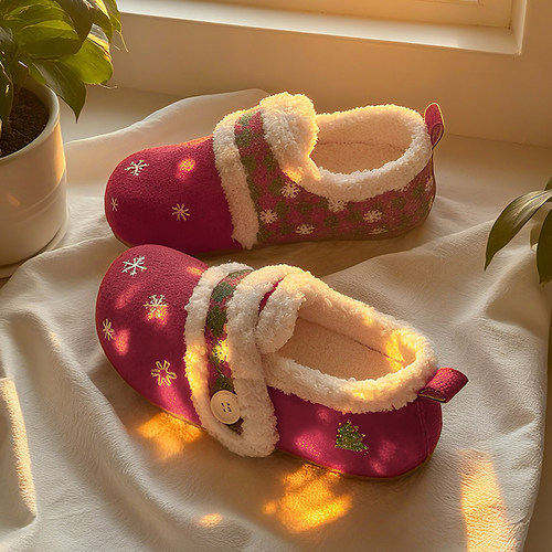 毛毛复古红色德训鞋女款2025新款