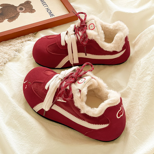 厚底红色复古德训鞋女2025新款