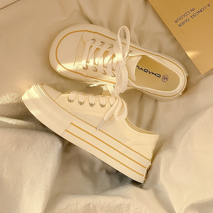 学生透气百搭增高休闲板鞋 糖小糖 女2025新款 厚底帆布鞋 ins潮 春季