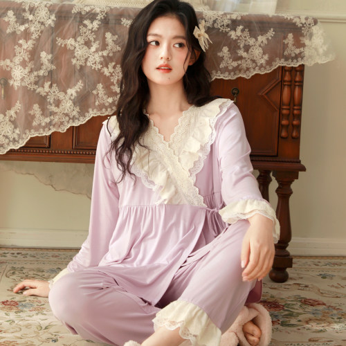 富朵夏季薄款莫代尔月子服透气5 6月吸汗哺乳睡衣产后孕妇家居服