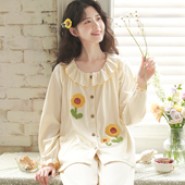 带胸垫 富朵纯棉针织月子服春秋孕妇睡衣产后喂奶哺乳家居服套装