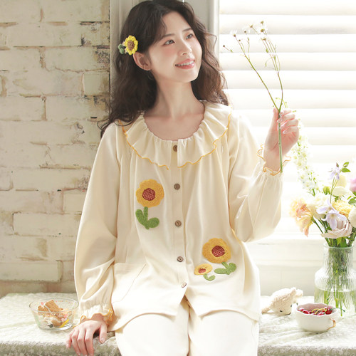 富朵纯棉带胸垫哺乳月子服套装