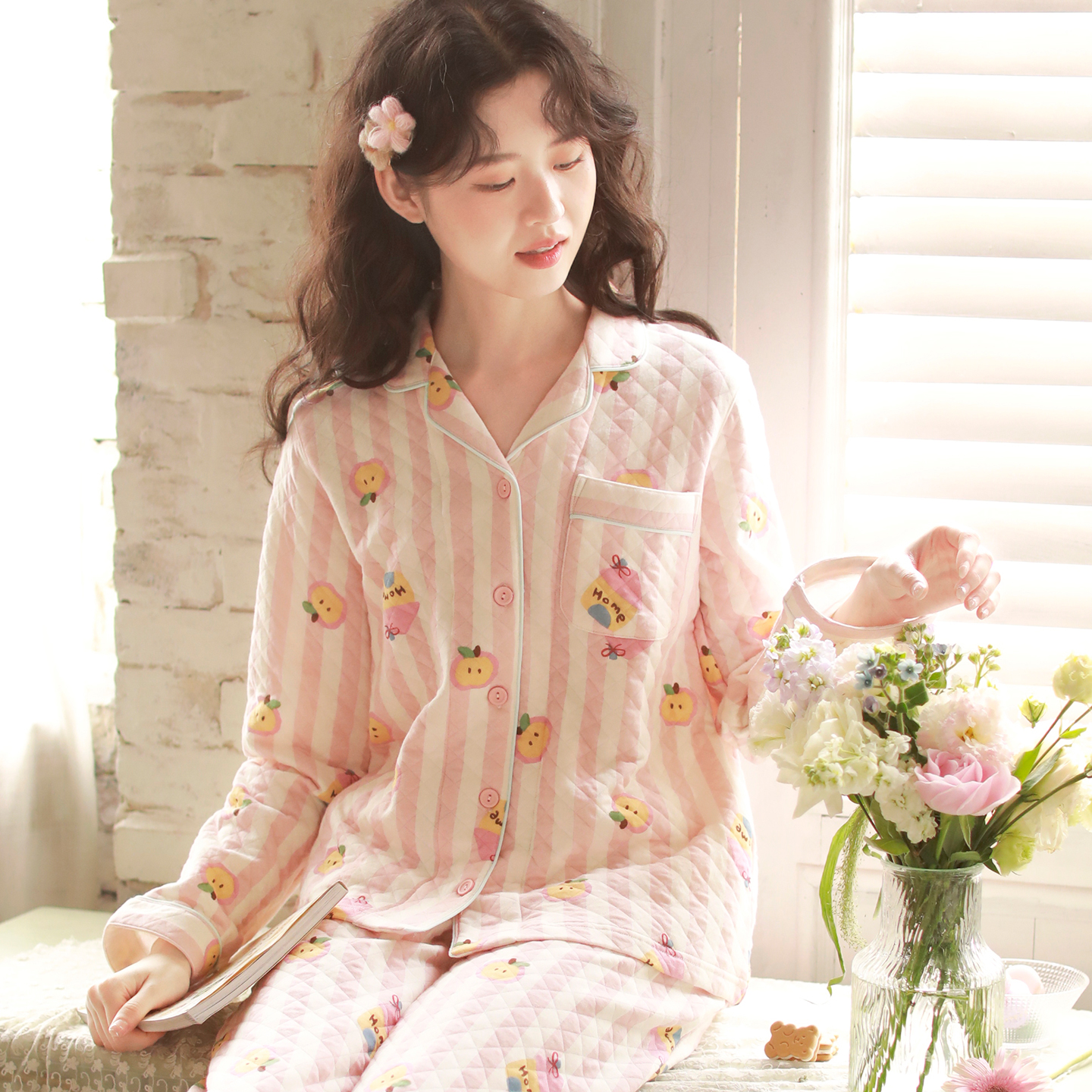 富朵月子服秋冬季空气棉产后哺乳衣孕妇睡衣春款待产家居服套装