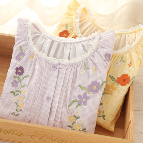 富朵纯棉纱布春夏孕妇哺乳月子服