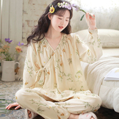 富朵夏季 产后纯棉纱布孕妇哺乳衣睡衣春秋喂奶家居服 月子服薄款