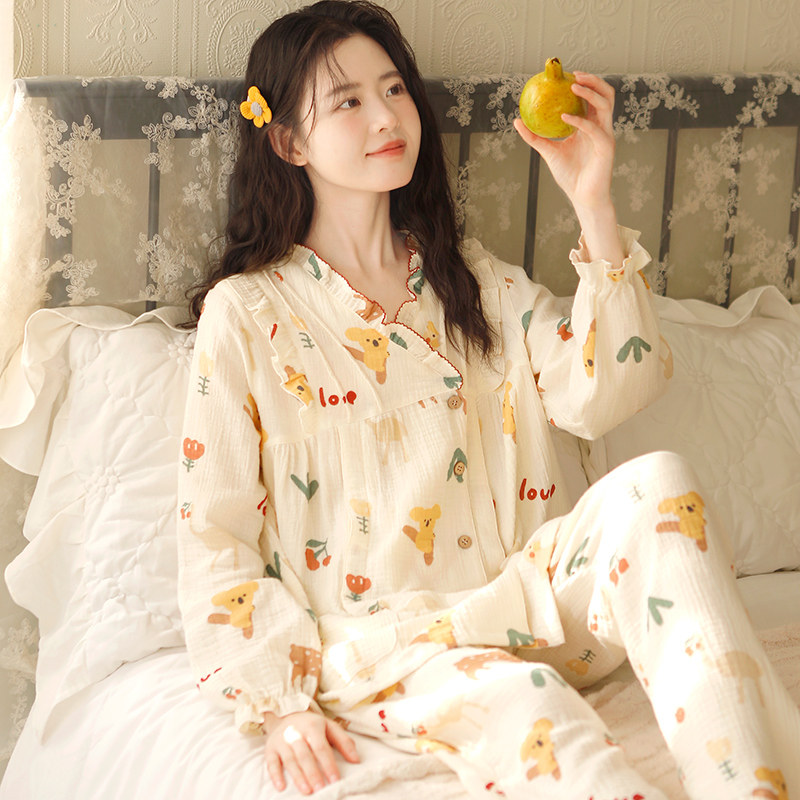 富朵春秋纯棉绉纱孕妇产后哺乳月子服待产睡衣产妇产前居服套装,孕妇装/孕产妇用品/营养,家居服套装,淘宝优惠券,粉丝福利购,淘宝优惠卷