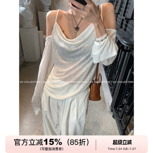 两穿休闲上衣女夏季 GV大白哥 吊带小衫 轻薄冰冰衫 细肩带防晒长袖