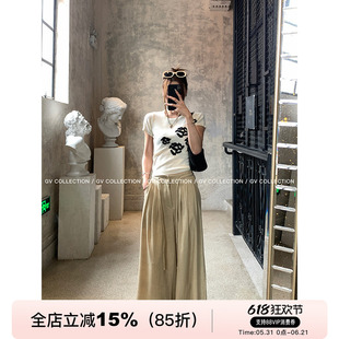 GV大白哥 慵懒智系 天丝羊毛抽绳打褶宽松西裤松弛阔腿休闲裤女