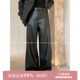 时髦建模 裤 直筒松弛宽松pu休闲皮裤 穿搭新款 子女 冬季 GV大白哥