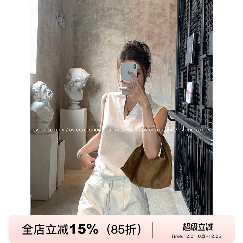 Oldmoney极简亚麻抽绳万搭短裤