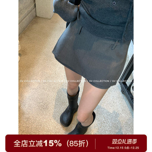 GV大白哥 绝好版型 双层侧开叉微A版型裙裤百搭休闲时尚短裤女秋