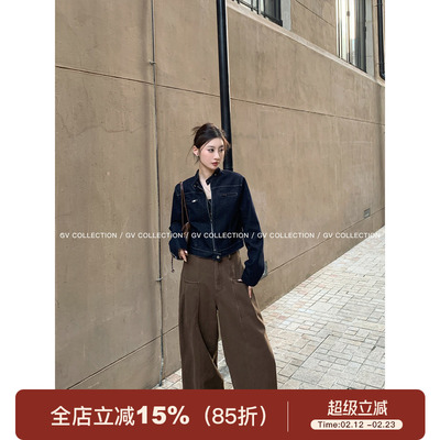 深巧直筒宽松水洗牛仔休闲裤