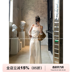 套装 GV大白哥 上衣背心拖地休闲裤 天丝棉麻抹胸无袖 女 Row系高智