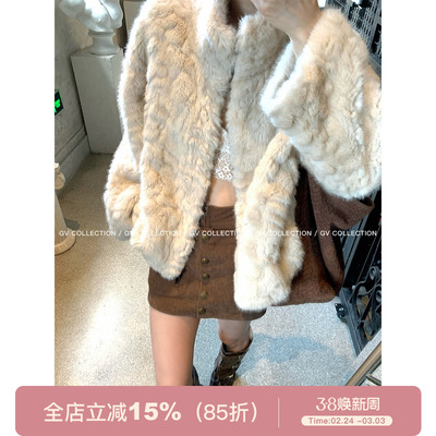 千金衣橱肌理感环保毛立领外套