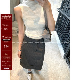 GV大白哥 职场日常 条纹知性老钱包臀条纹西装中裙设计感裙子女