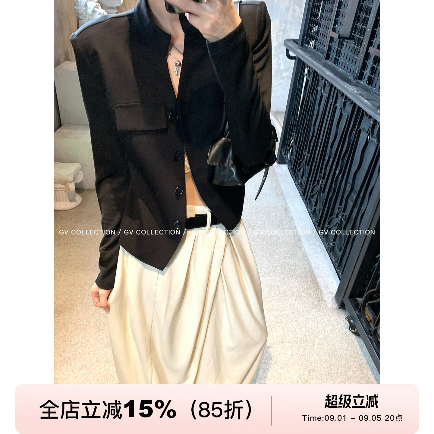 新中式通勤酷调拼接夹克外套图片