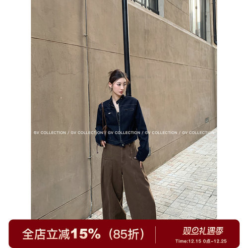 深巧直筒宽松水洗牛仔休闲裤