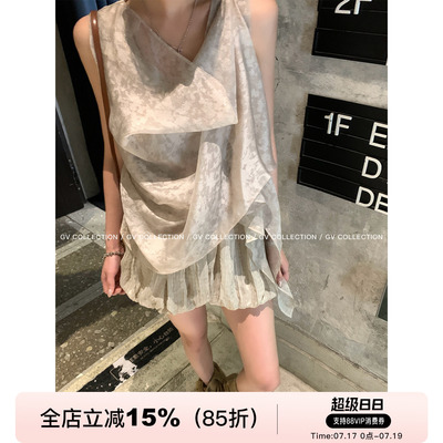 轻柔人丝层层不规则设计感上衣