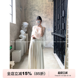 GV大白哥 轻氧慵懒 收脚花苞直筒阔腿轻薄人棉九分裤夏季裤子女