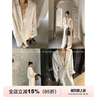 松弛感衬衫休闲裤套装