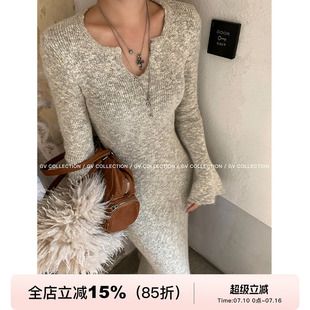 GV大白哥 美式Kim调 针织加厚修身鱼尾连衣裙收腰法式长裙女冬季