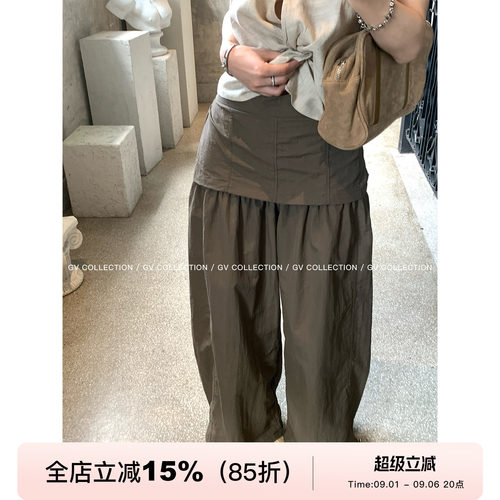 分割阔腿松弛感轻薄工装休闲裤